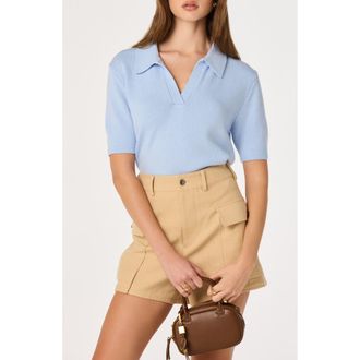 ASTR the Label Brauwin Collared Short Sleeve Sweater in Blue at Nordstrom, Size X-Small