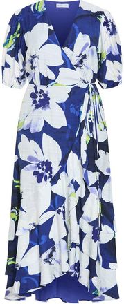 City Chic Bri Floral Midi Dress in Limelight Floral at Nordstrom, Size Xxxs