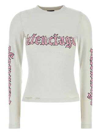 Balenciaga Stretch T-shirt met logoprint - Wit