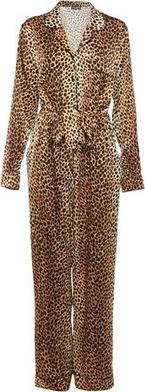 Dolce & Gabbana Tuta intera in seta con stampa leopardata - Toni neutri