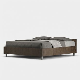 ITYhome Cama Doble Contenedor 160x190cm En Madera De Nogal Nuamo Noix