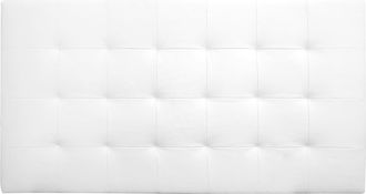 Deco Wood Cabecero tapizado de polipiel con pliegues en color blanco de 90x80cm