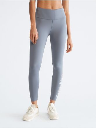 Calvin Klein Womens Performance Sleek High Rise 7/8 Leggings - Blue - XL