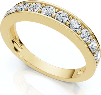 Pompeii3 4/10Ct Channel & Prong Set Half Eternity Wedding Band 14k Gold Lab Grown