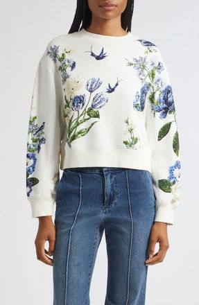 Alice & Olivia Russell Sequin Sweatshirt in Fly Away at Nordstrom, Size X-Large