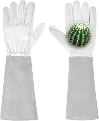 OEM Guantes De Piel Resistentes A Las Perforaciones, Con Pu&ntilde;os Extralargos Y Palmas Reforzadas, Ideales Para Trabajar Con Rosas Y Cactus (talla L)