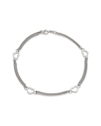 Savvy Cie Jewels Silver Multi Chain Heart Station Anklet