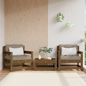 vidaXL Sillones De Jard&iacute;n 2 Unidades Madera Maciza Pino Marr&oacute;n Miel Vidaxl