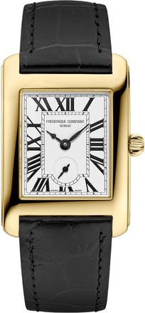 Frederique Constant Classics Carr&eacute;e Small Seconds Leather Strap Watch, 36mm x 25.2mm in Black at Nordstrom