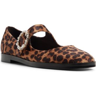 Aldo Arabella Genuine Calf Hair Mary Jane Flat in Black/gold Multi Calf Hair at Nordstrom Rack, Size 8.5