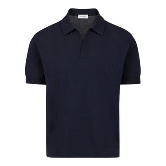 Paolo Pecora Polo Shirts, male, Blue, Size: XL Knit Polo