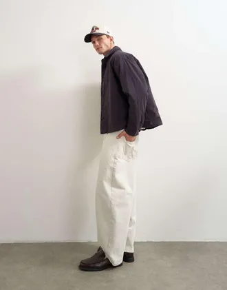Topman sovracamicia imbottita vestibilit&agrave; oversize in blu navy inchiostro-Marrone