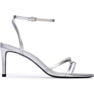 Black Suede Studio Miley 70 Sandal in Silver Metallic Leather at Nordstrom, Size 37.5