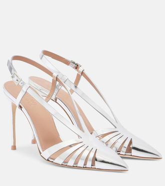 Malone Souliers Janette metallic leather slingback pumps