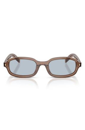 Prada 52mm Oval Sunglasses in Transparent Clay /Blue/Grey at Nordstrom