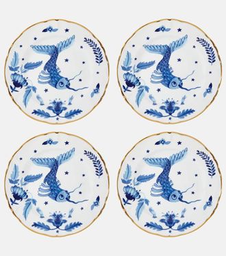 BITOSSI HOME Marino Blue Fish set of 4 dessert plates