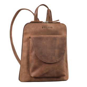 STILORD Bernice Elegant Womens Leather Backpack Vintage Rucksack Daypack Women Going Out City Shopping Small Travel Backpack Genuine Leather, Colour:oak - bro