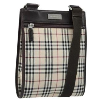 Burberry Pre-owned Canvas Schoudertas - Dames - Pre-owned - Beige - Maat: ONE Size Leer
