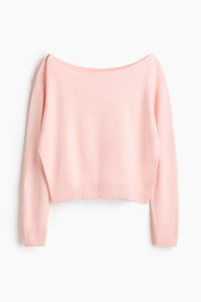 H&M Schulterfreier Pullover - Hellrosa