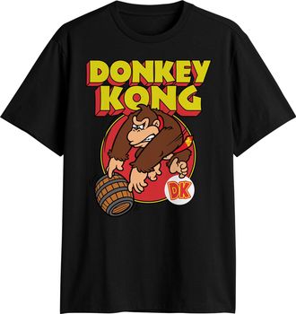 Mad Engine Nintendo Donkey Kong Barrel Throw Adult T-Shirt, Black, XXL