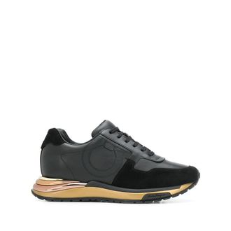 Ferragamo Ladies Patterned Black Sneakers, US Size 5