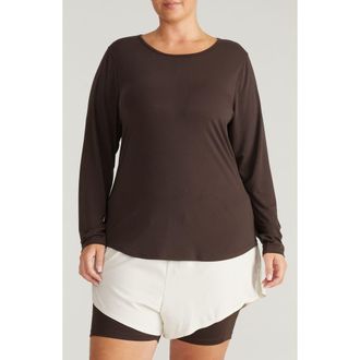 Universal Standard Mia Movement Long Sleeve Top in Darkest Brown at Nordstrom, Size Xl