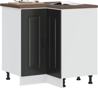 vidaXL Mobile Base ad Angolo Cucina Kalmar Nero in Legno Multistrato - Vidaxl
