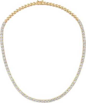 The Diamond Store 15.00ct Lab Diamond Tennis Necklace 3/4 Set in 9K Yellow Gold G/VS