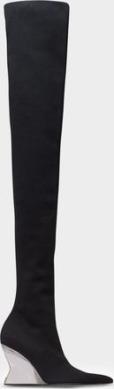 Balmain Wedge Knit Thigh-High Boots