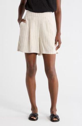 Matty M Stripe Linen Blend Shorts in Ivory/Black at Nordstrom Rack, Size X-Small