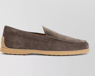 Tod's suede loafers with round toe and rubber sole