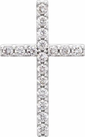 Diamond2Deal 14k White Gold 1/4ct Lab-Grown Diamond Petite Cross Pendant