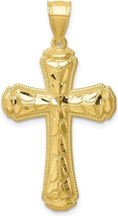 Diamond2Deal 10k Yellow Gold Diamond-cut Cross Pendant