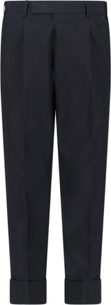 Pantaloni Torino Black Tailored Pleated Virgin Wool Trousers