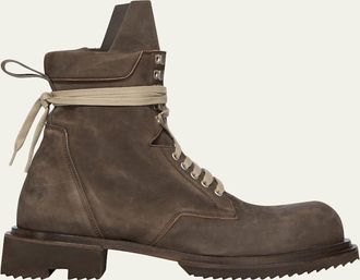 Rick Owens Mens Low Army Gabe Leather Lace-Up Ankle Boots