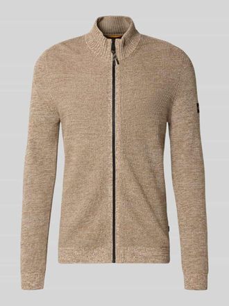 Camel Active Slim Fit Strickjacke Modell Mouline in Offwhite Melange, Gr&ouml;&szlig;e L
