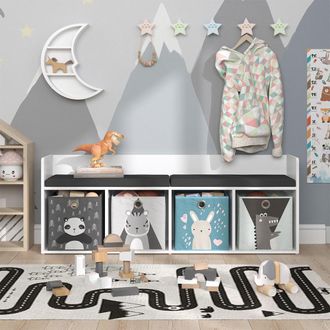 Vicco Estante Infantil Luigi, Blanco, 142.4 X 53.4 Cm Con 4 Cajas Plegables Opc.2 Vicco