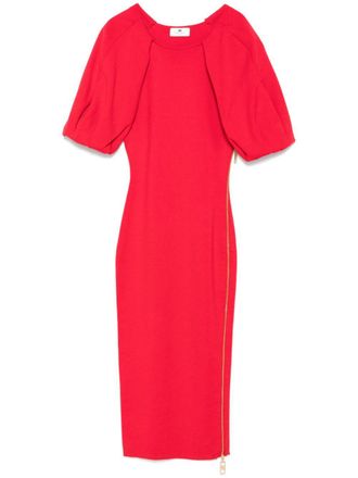 Elisabetta Franchi Midi-jurk met ritsdetail - Rood