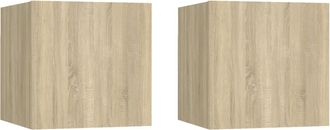 vidaXL Vidaxl - Mesitas Noche 2 Uds Madera Ingenier&iacute;a Roble Sonoma 30,5x30x30cm