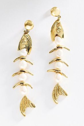 Alemais Calypso Pearl Fish Drop Earrings