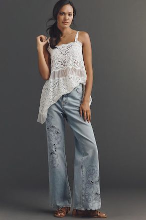 Pilcro The Austyn High-Rise Wide-Leg Embroidered Jeans by Pilcro