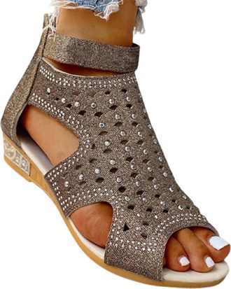 Generic Cocila Walking Sandals Womens 2026 Summer Plus Size Open Toe WomenS Flat Hollow Roman Gold, 5 For Women 8 Pink Hot Shoes Black Espadrille Wedges 6 Rhi