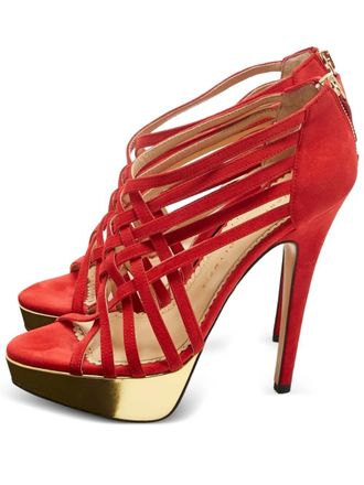 Charlotte Olympia platform suede sandals - Red