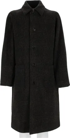 HUGO BOSS Green Checkered Alpaca-Blend Coat