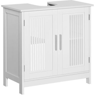 Kleankin Mueble Para Debajo Del Lavabo Armario Ba&ntilde;o De Suelo De Madera Con 2 Puertas Ventiladas Y Estante Ajustable Interior Moderno 60x30x60 Cm