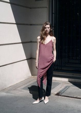 Mango Top lingerie pizzo asimmetrico rosa - Donna - XS - MANGO