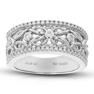 Vir Jewels 1/3 cttw Lab Grown Diamond Wedding Band in Sterling Silver For Women