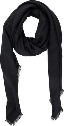 Gucci Womens Scarf With Gg Motif, Black Silk-Wool Scarfs