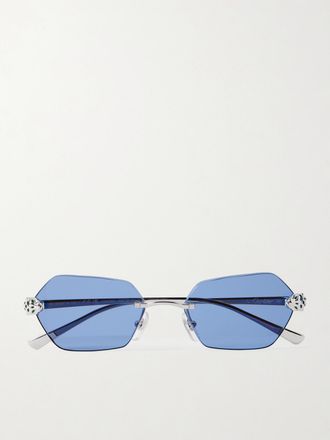 Cartier Occhiali Da Sole In Metallo Argentato Con Montatura Esagonale A Giorno Panth&egrave;re De Cartier - Argento