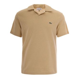 Lacoste Polo Shirts, male, Beige, Size: 2XL Classic Fit Cotton-Linen Polo